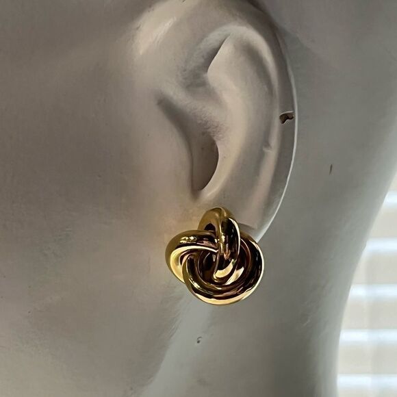 Bundle Sale 3 for $15 | Two Pair Gold Tone Knot Earrings Small & Large - Picture 4 of 12